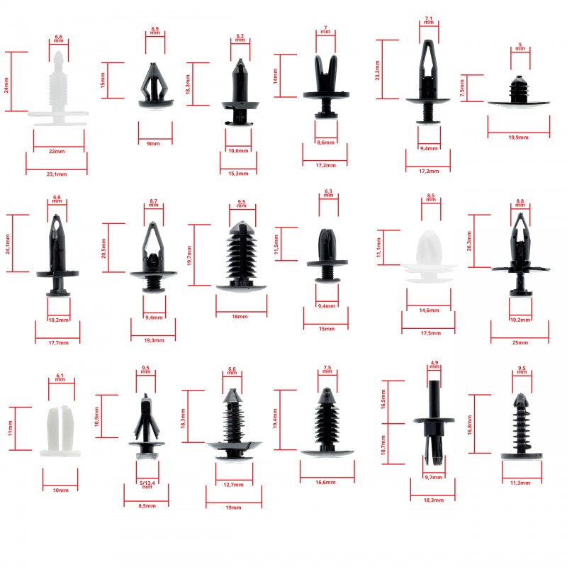 Auto bevestiging clips 415 delig