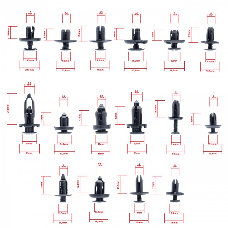 Auto bevestiging clips 620 delig met demontage gereedschap