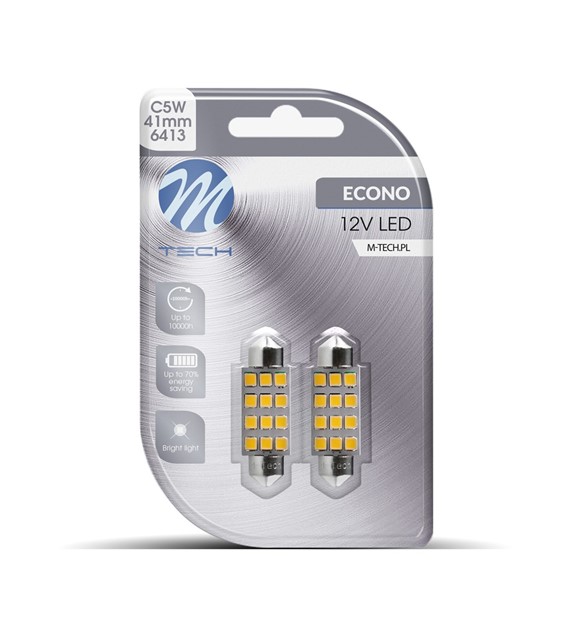 M-Tech LED C5W 12V 41mm - Basis 12x Led diode - Wit - Set	