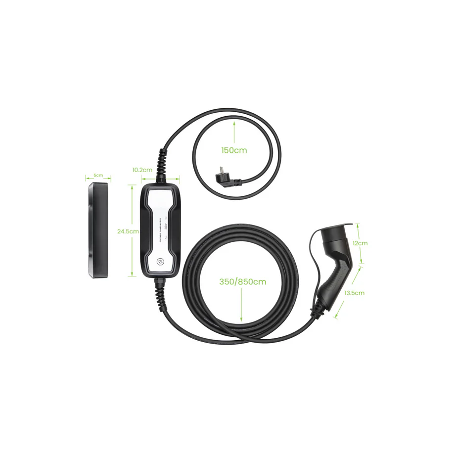 Besen Mobiele Lader Type 2 naar Schuko - 2 Laadstanden - 10 Meter kabel